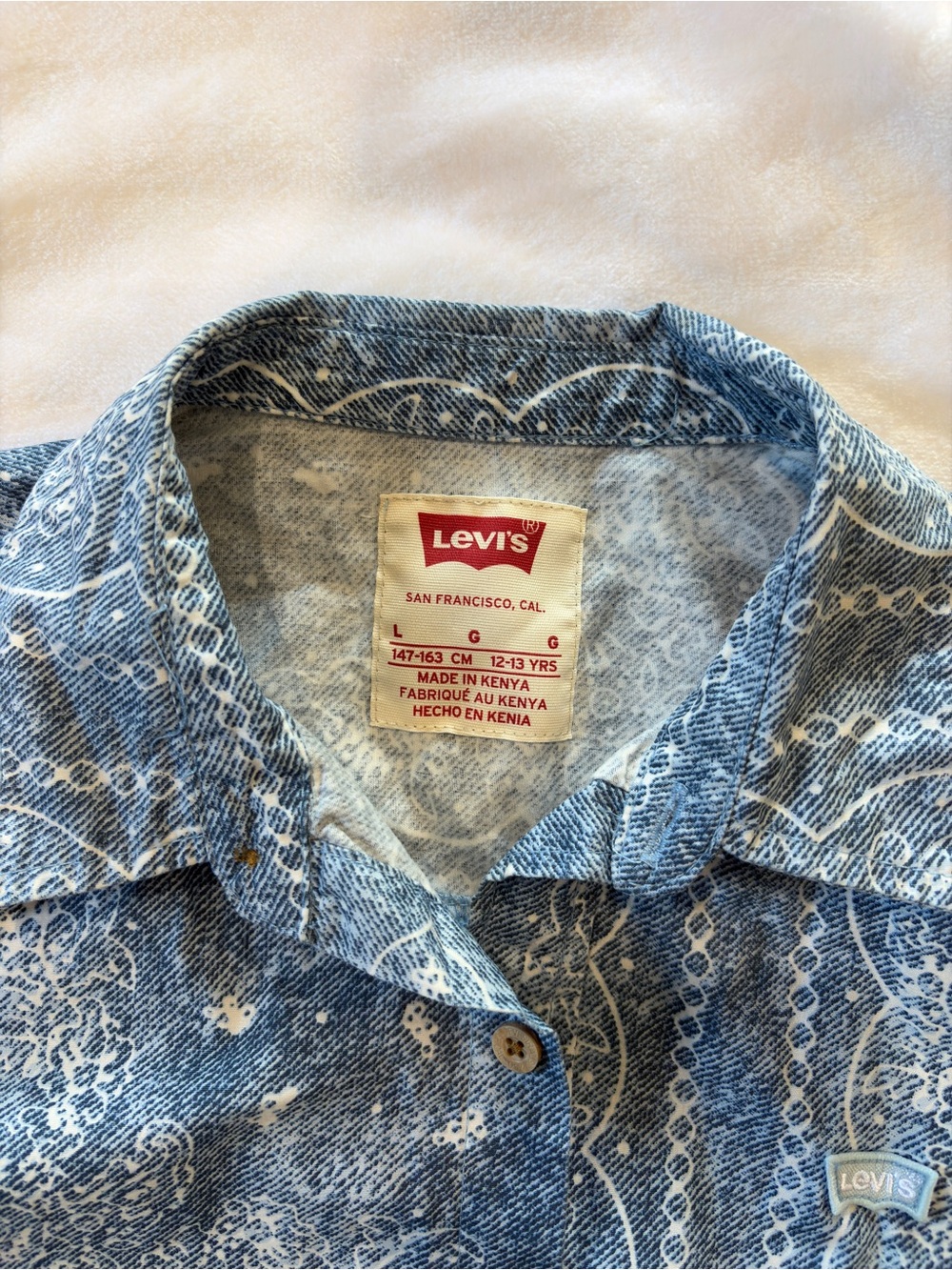 Levi's Blue Printed Denim-Style Button Shirt